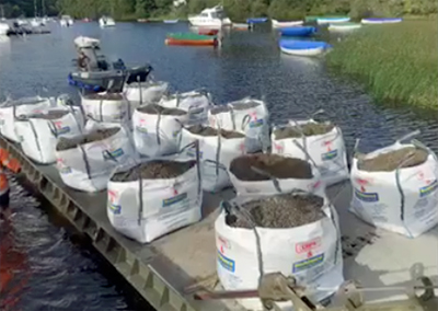 Loose Building Materials being delivered on a barge in Scotland
