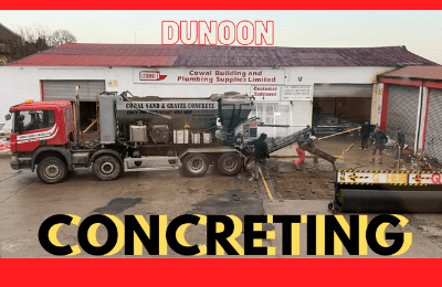 Dunoon Concreting with image of concrete mixing truck