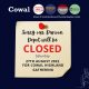 Yellow square note with red pin reads, sorry our Dunoon depot will be closed Saturday 27th August 2022 for Cowal Highland Gathering. Cowal logos are shown at the top of the image.