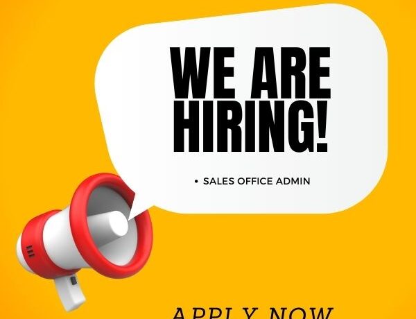 megaphone with speech bubble with text we are hiring Sales Office Admin, apply now - Sales Office Admin job cowal building and plumbing supplies jobs