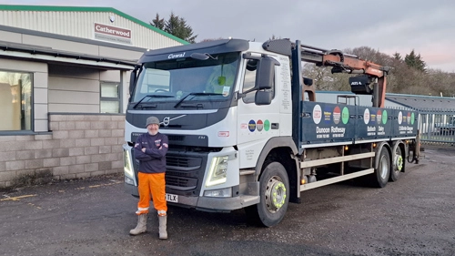 Mick and the new truck at Catherwood construction depot.